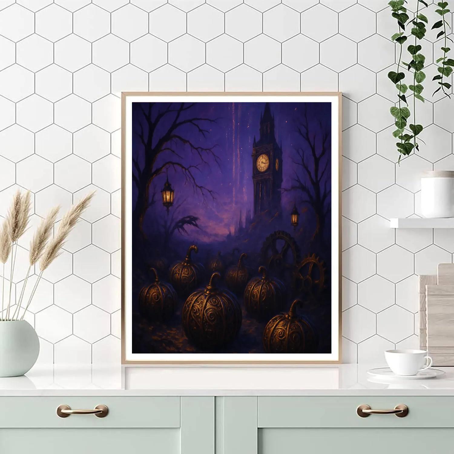 Broken Clockwork Pumpkin Patch Number painting