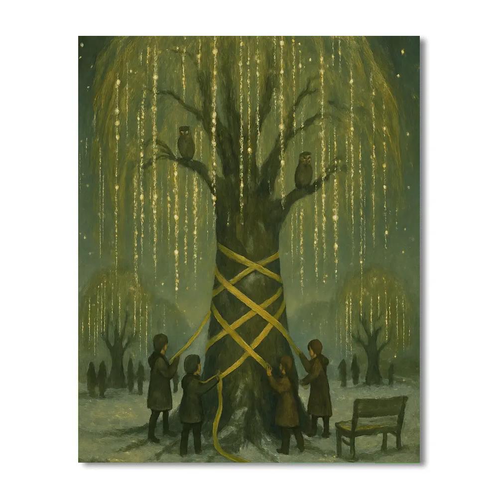 Willow Wrapped In Lights paint by color