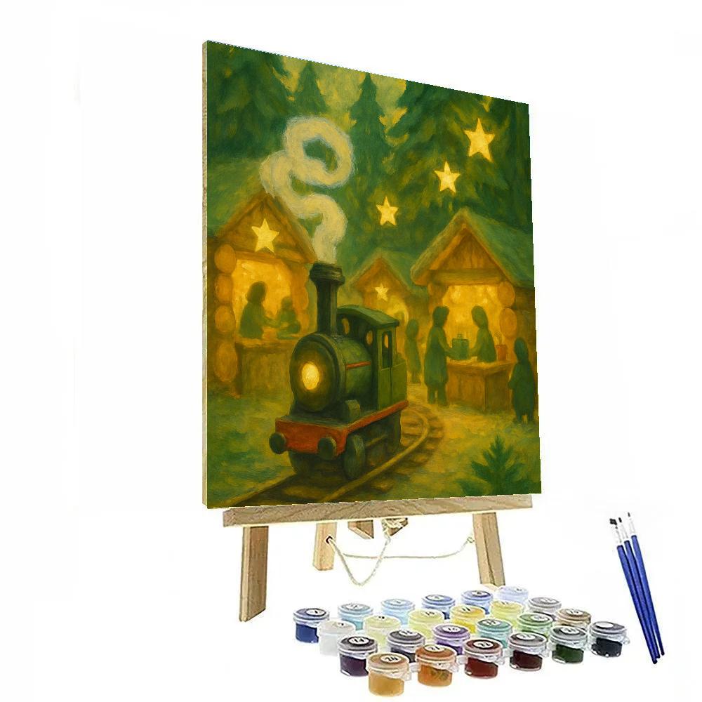 Toy Train Through Pine Bazaar painting number kit