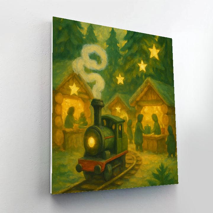 Toy Train Through Pine Bazaar painting number kit