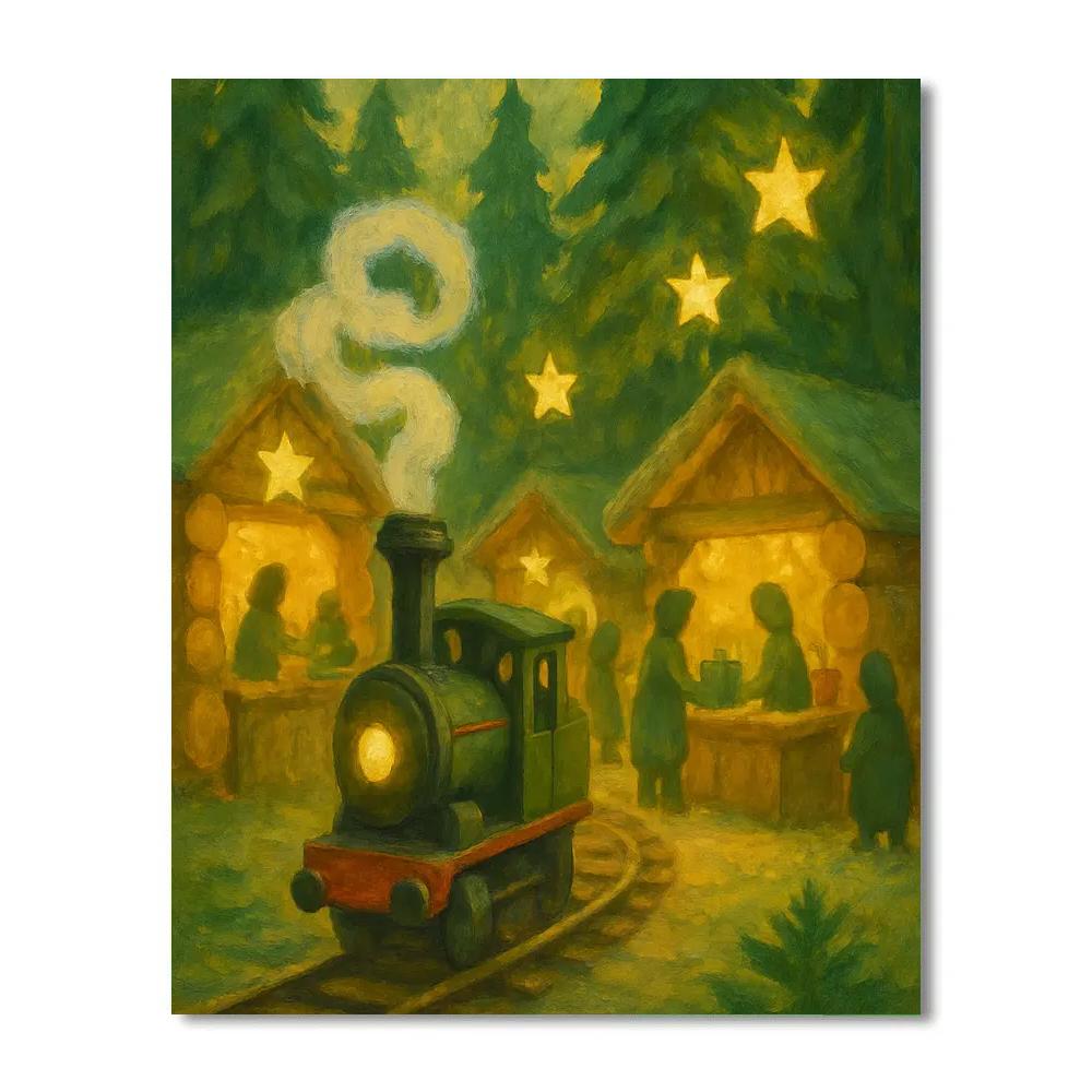 Toy Train Through Pine Bazaar painting number kit