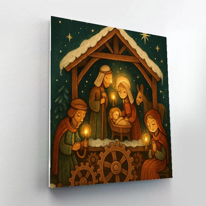 Frosted Clockwork Nativity paint by numbers