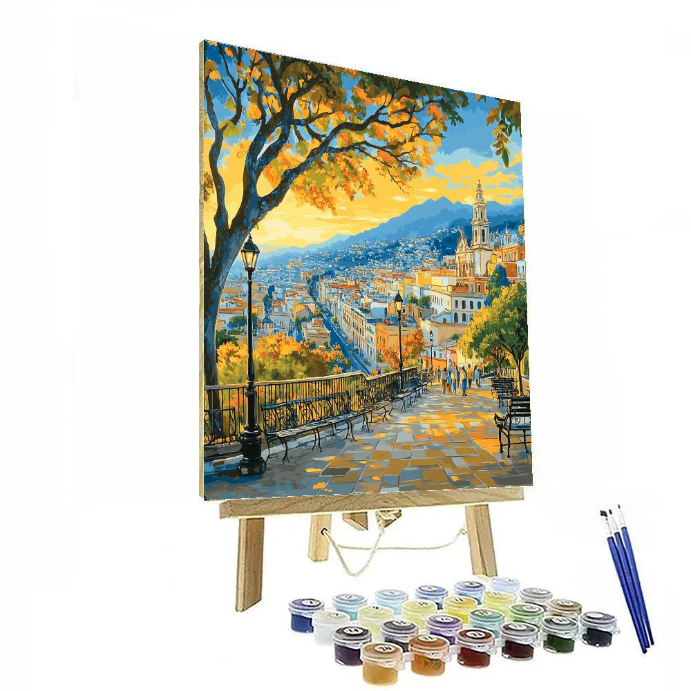 Panorama Of Cerro Santa Lucia Santiago Chile Numbered painting kits