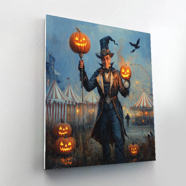 Spooky Midnight Carnival Ringmaster Number painting