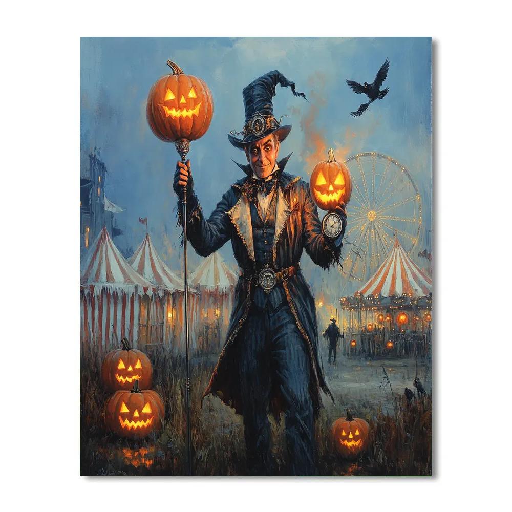 Spooky Midnight Carnival Ringmaster Number painting