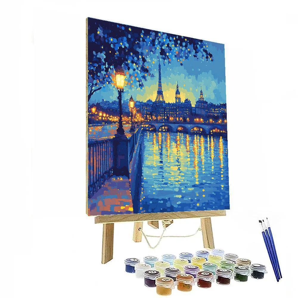 Georges Seurat Inspired Citylights At Twilight paint by numbers