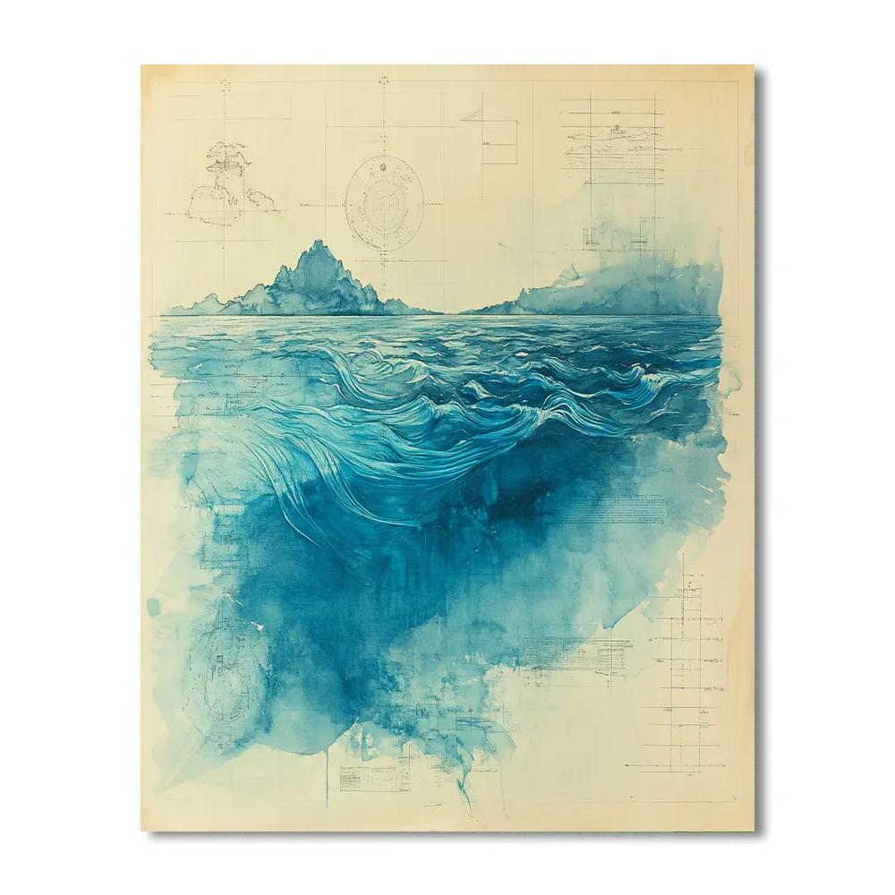 Leonardo Da Vinci Inspired Oceanic Current Cartography Painting by numbers kit