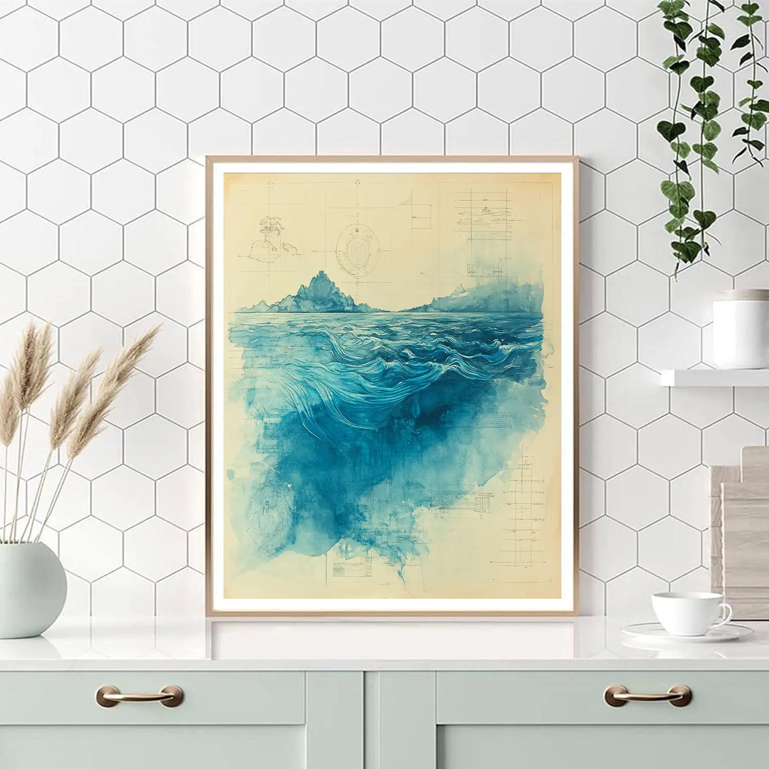 Leonardo Da Vinci Inspired Oceanic Current Cartography Painting by numbers kit