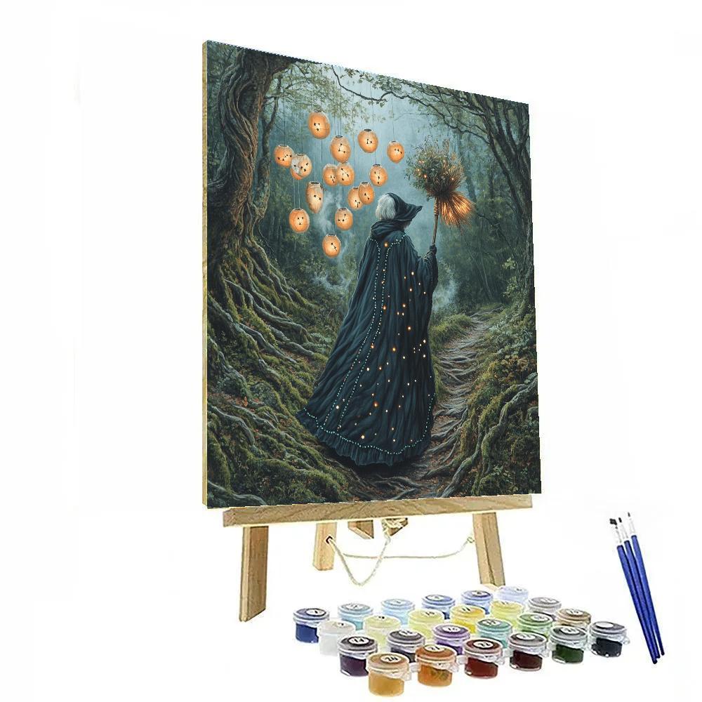 Lantern Trail Witch With Haunted Cloak Painting by numbers kit