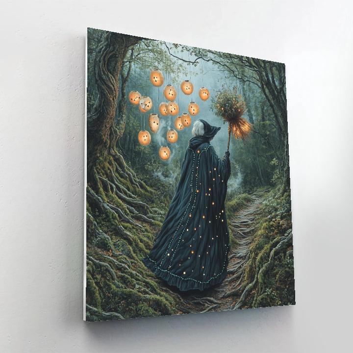 Lantern Trail Witch With Haunted Cloak Painting by numbers kit