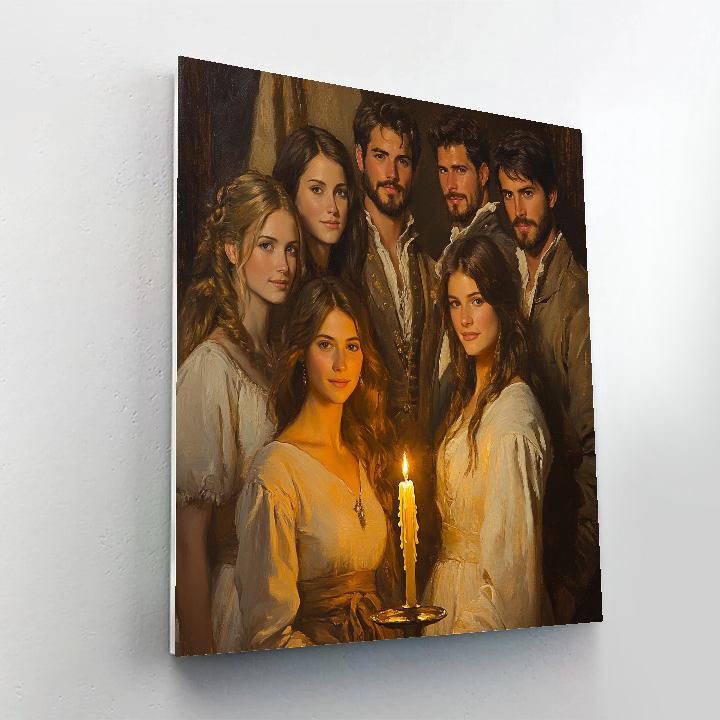 Rembrandt Inspired Candlelit Family Portrait Paint by numbers kits