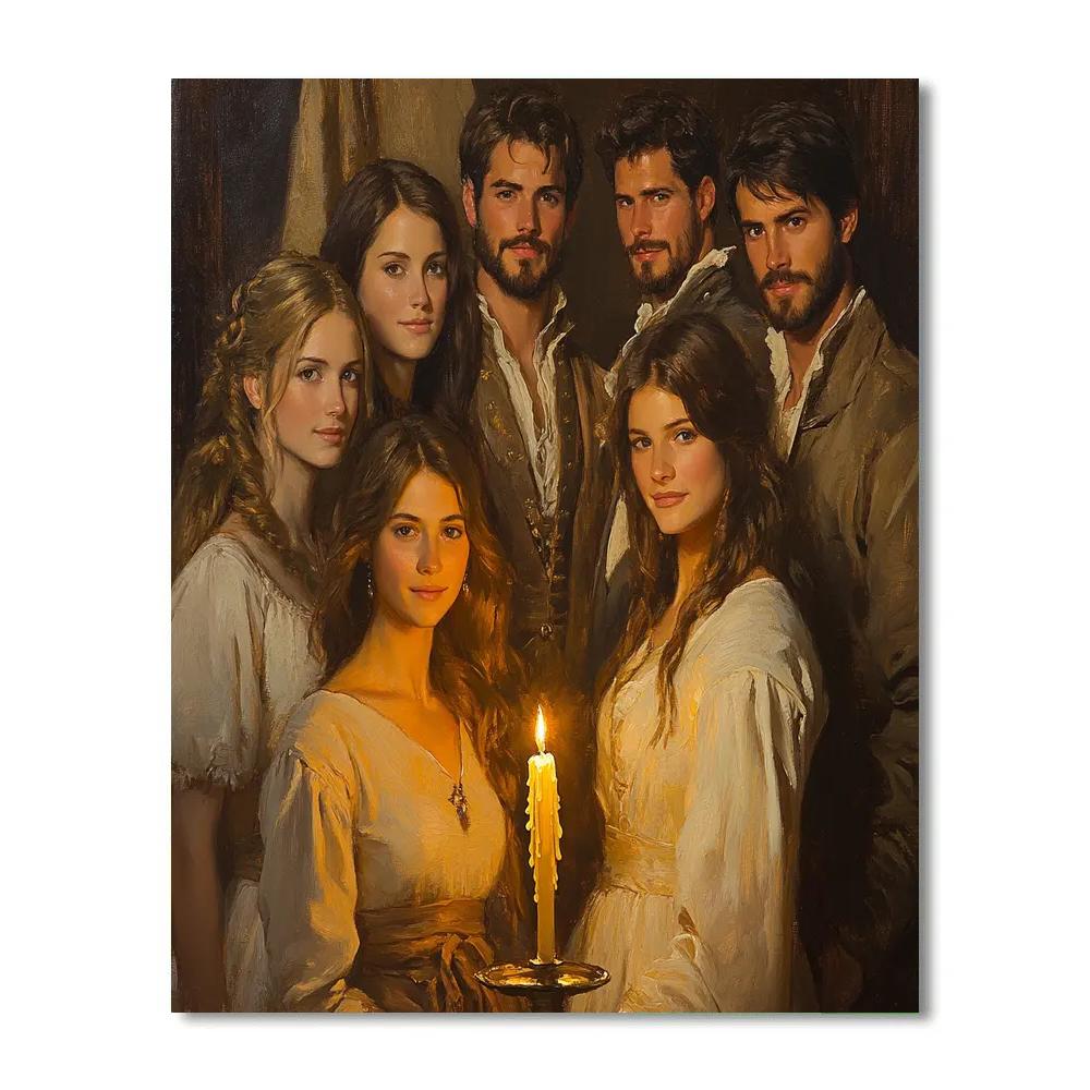 Rembrandt Inspired Candlelit Family Portrait Paint by numbers kits