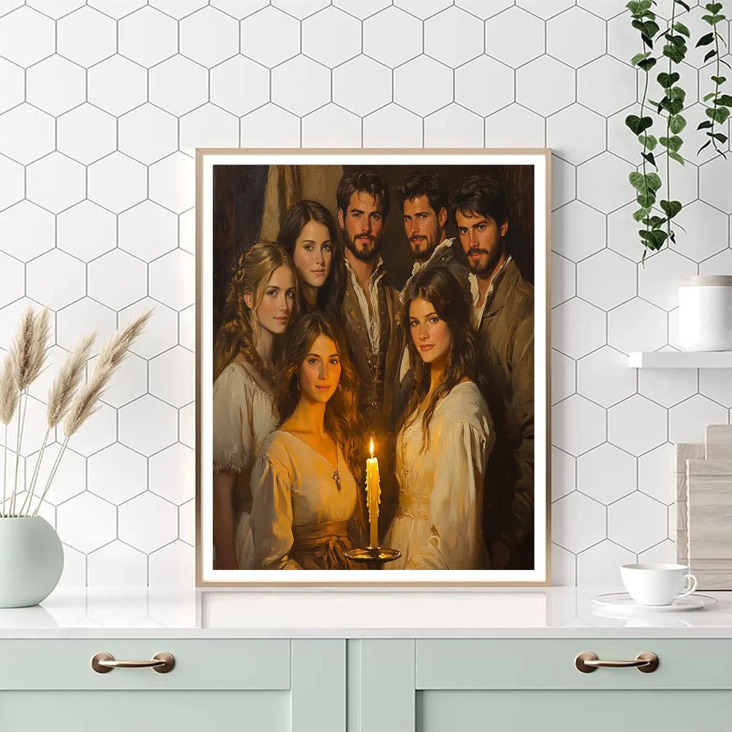 Rembrandt Inspired Candlelit Family Portrait Paint by numbers kits