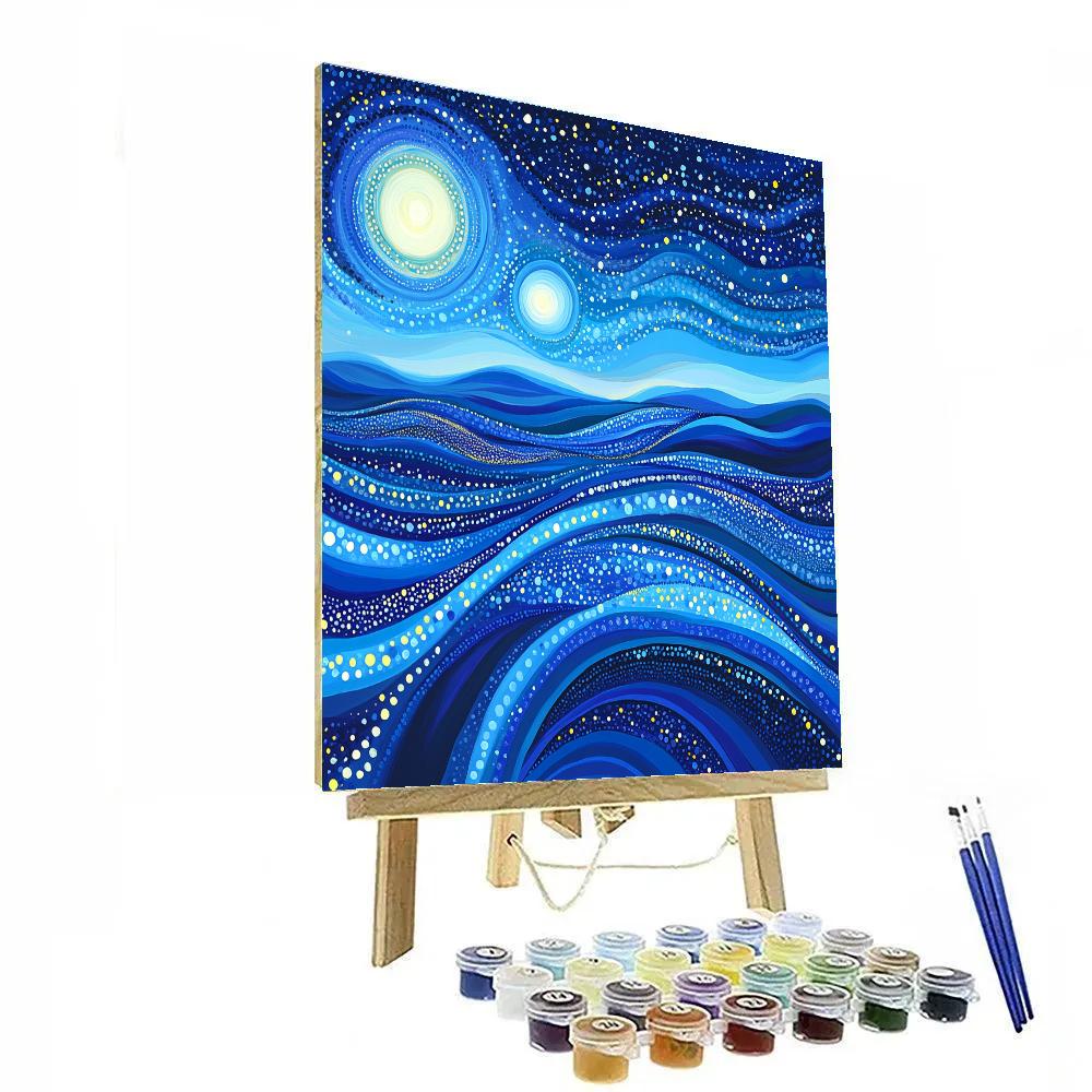 Yayoi Kusama Inspired Cosmic Polka Ocean paint by color