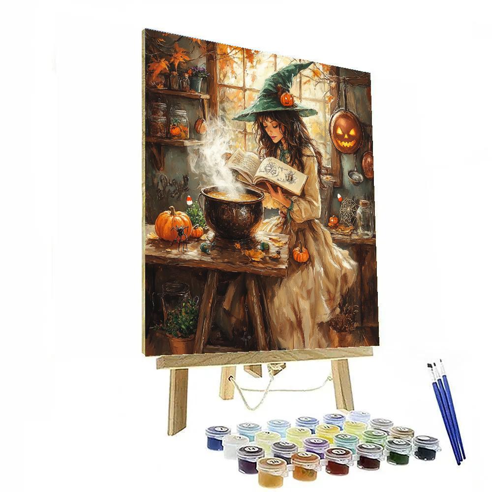 Witchs Kitchen Spellbook Breakfast paint by numbers