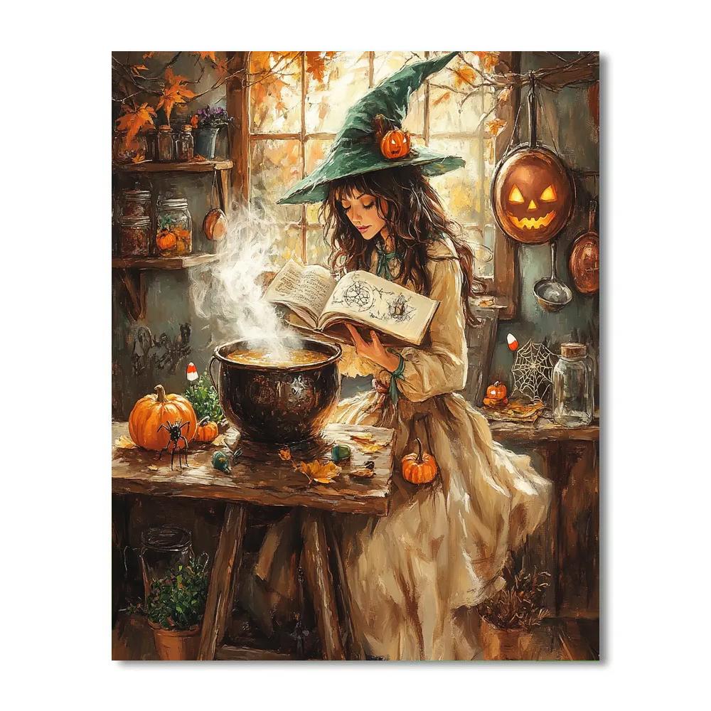 Witchs Kitchen Spellbook Breakfast paint by numbers