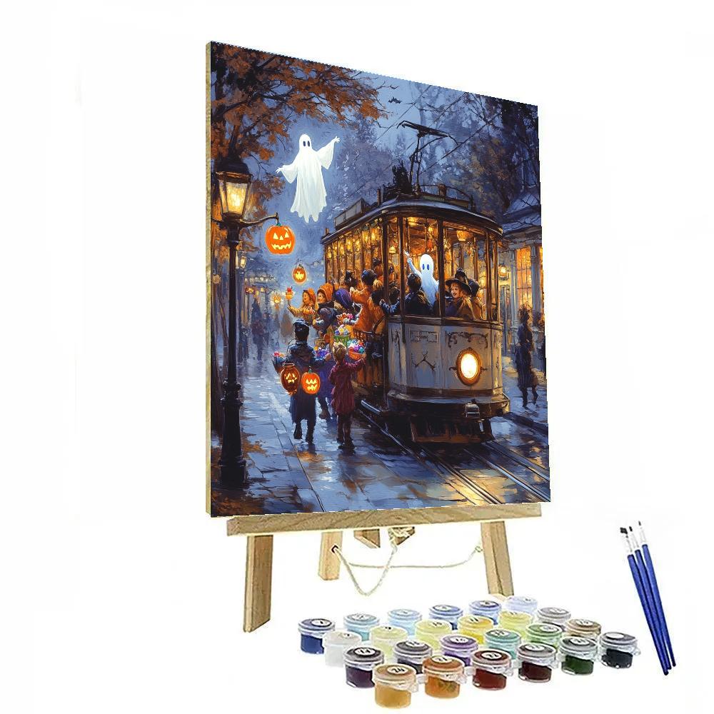 Trick Or Treaters On Haunted Trolley Number painting