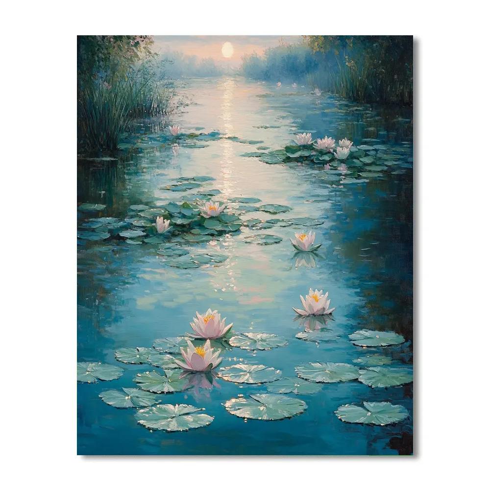 Claude Monet Inspired Morning Waterlily Reflections painting number kit