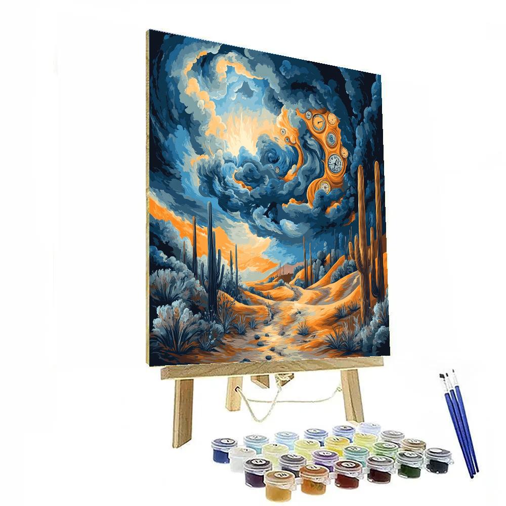 Salvador Dali Inspired Surreal Desert Storm paint by number