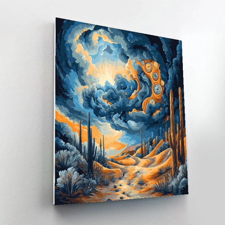 Salvador Dali Inspired Surreal Desert Storm paint by number