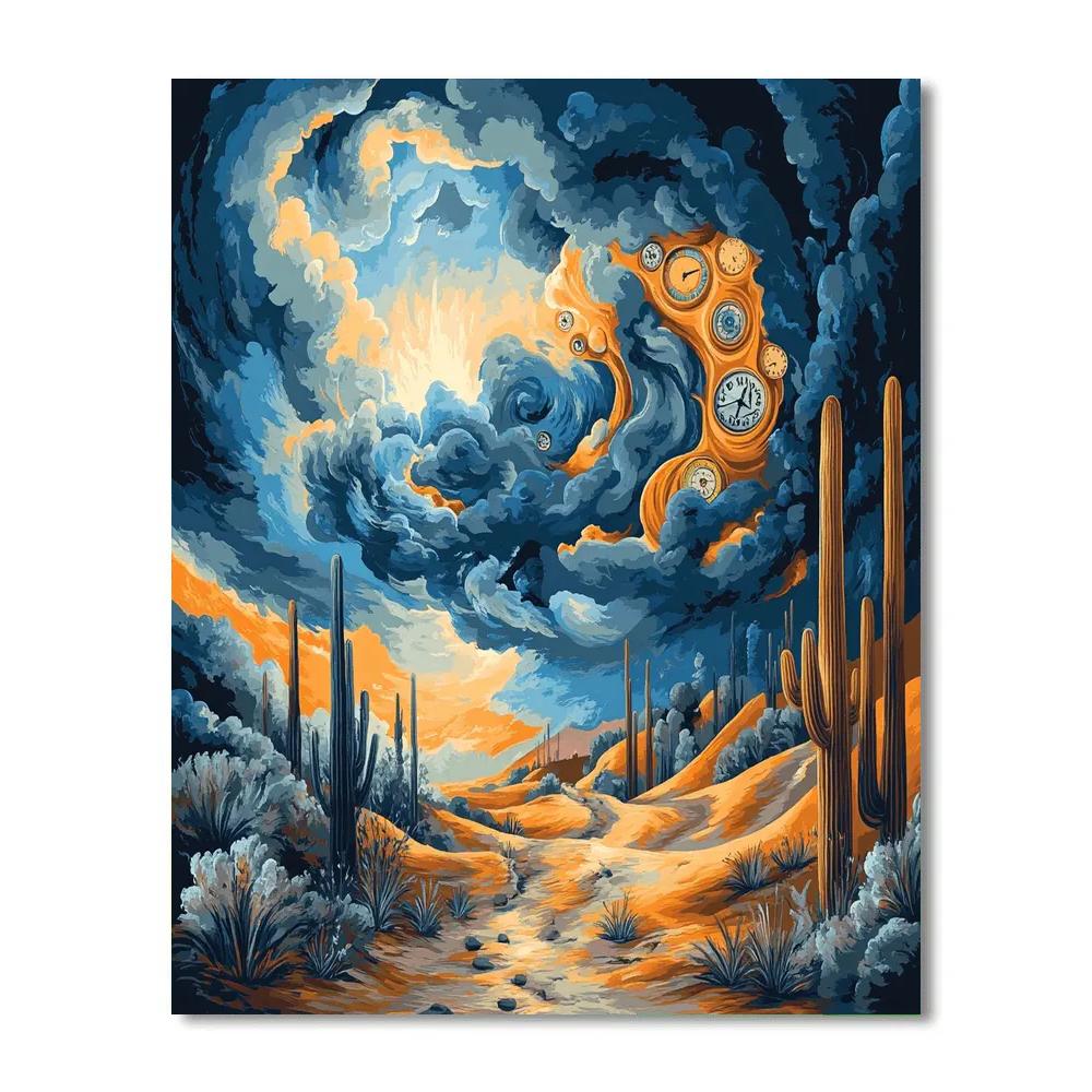 Salvador Dali Inspired Surreal Desert Storm paint by number