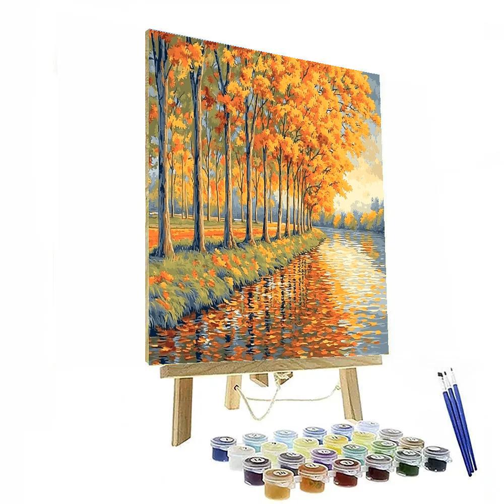 Claude Monet Inspired Poplar Riverbank In Autumn Paint by numbers art