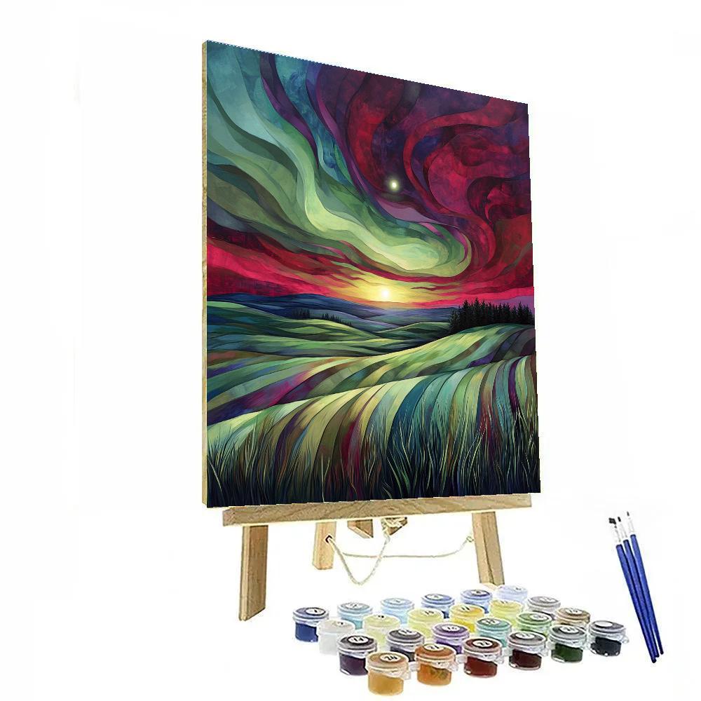 Edvard Munch Inspired Cosmic Moor With Pulsating Fields paint by color