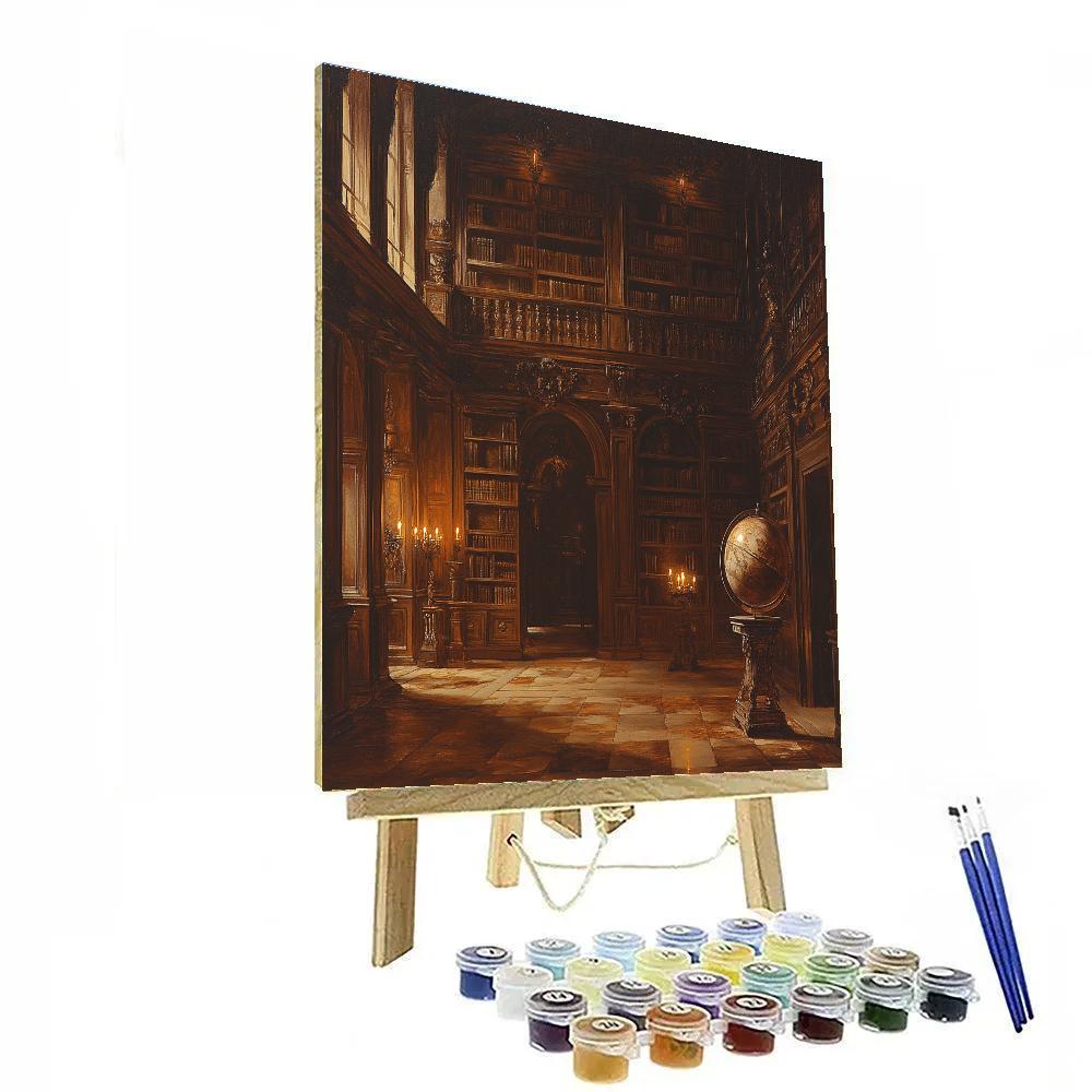 Rembrandt Inspired Historic Library Interior Numbered painting kits