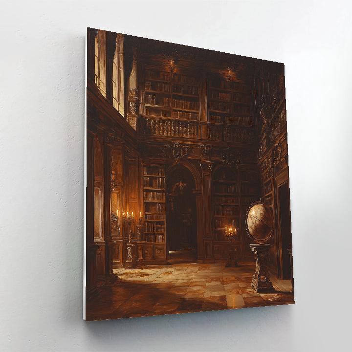 Rembrandt Inspired Historic Library Interior Numbered painting kits