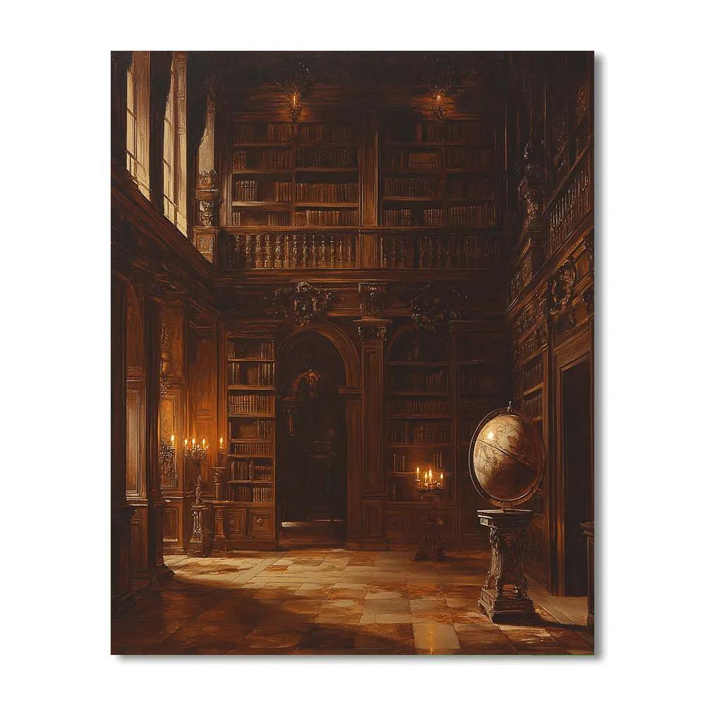 Rembrandt Inspired Historic Library Interior Numbered painting kits