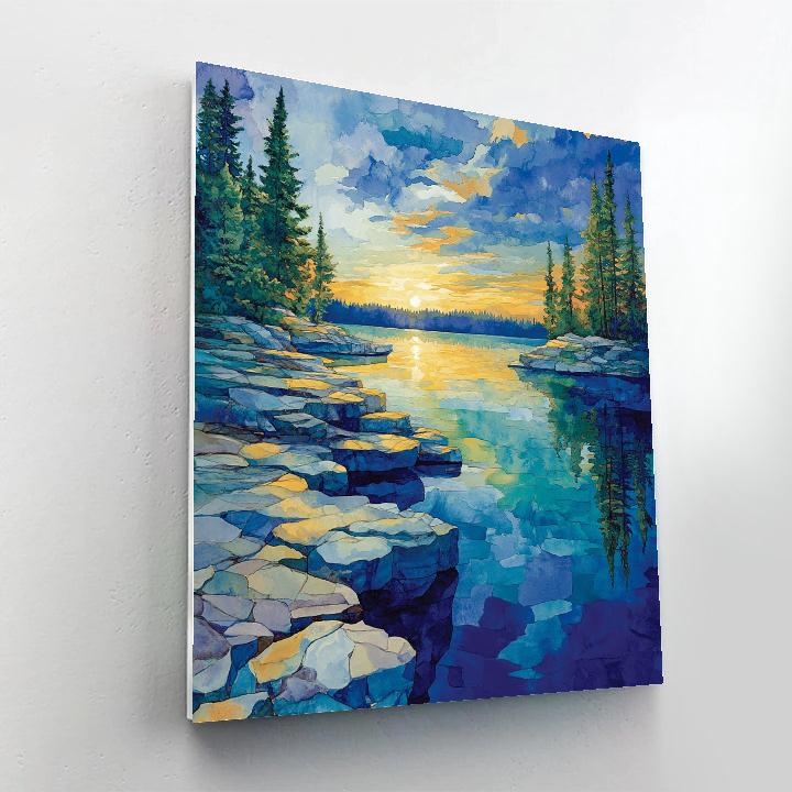 Franklin Carmichael Inspired Pale Lake And Pine Rhythm paint by numbers