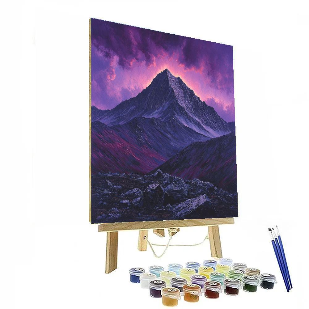 Frederick Varley Inspired Brooding Mountain Under Radiant Violet Sky Paint by numbers kits