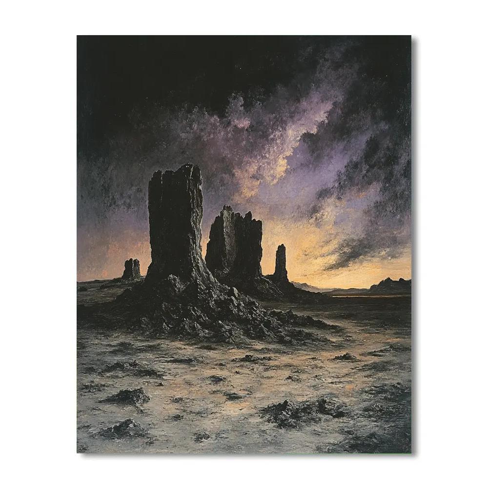 Francisco Goya Inspired Weathered Rocks At Dusk DIY paint by numbers