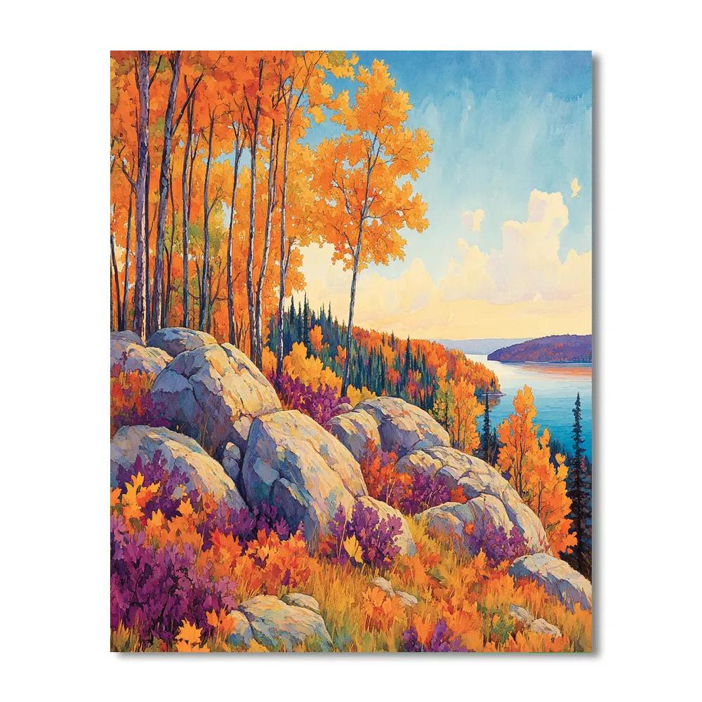 Franklin Carmichael Inspired Golden Autumn Ridge paint by numbers