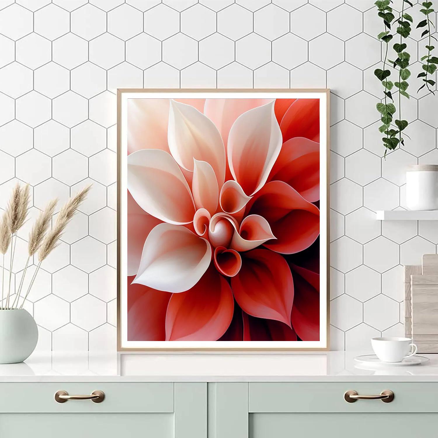 Georgia O’Keeffe Inspired Monumental Red Petal Close-Up Paint by numbers art