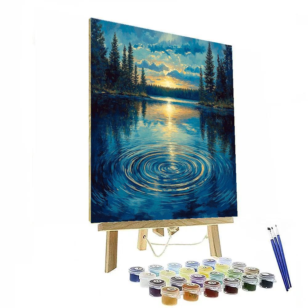 J. E. H. MacDonald Inspired Pine Framed Northern Lake At Dusk paint by color