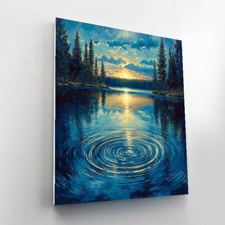 J. E. H. MacDonald Inspired Pine Framed Northern Lake At Dusk paint by color