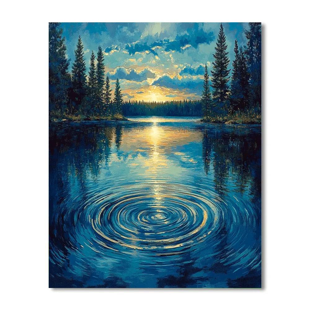 J. E. H. MacDonald Inspired Pine Framed Northern Lake At Dusk paint by color