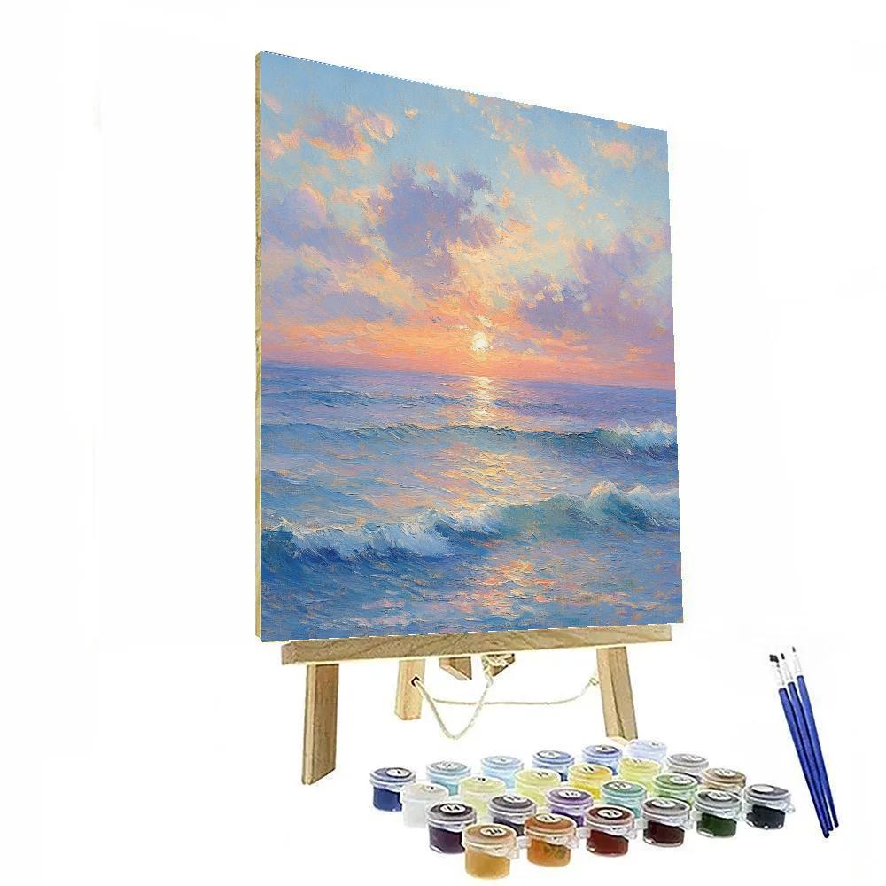 Monet Inspired Tranquil Ocean Sunrise Number painting