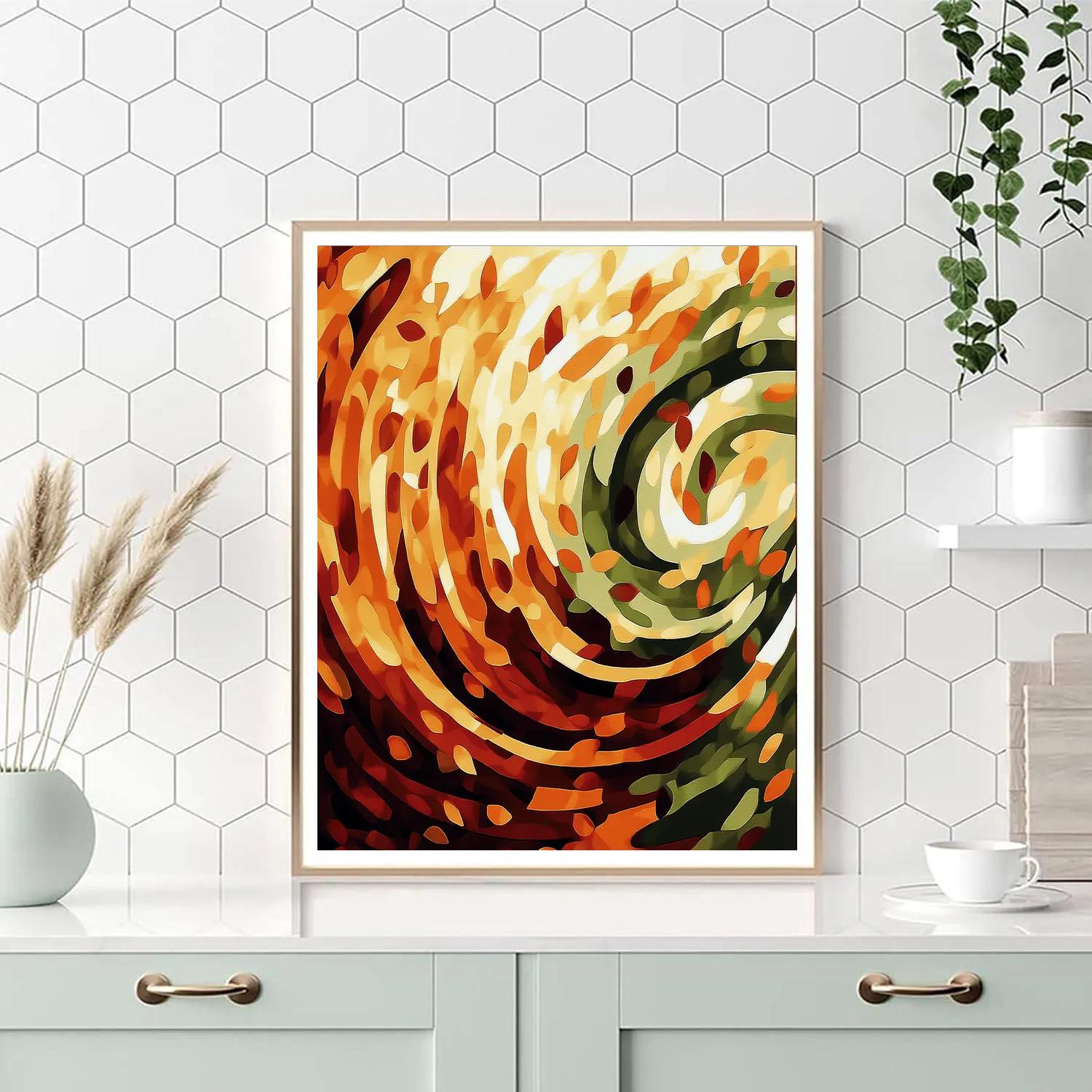 Jackson Pollock Inspired Turbulent Autumn Waves paint by number