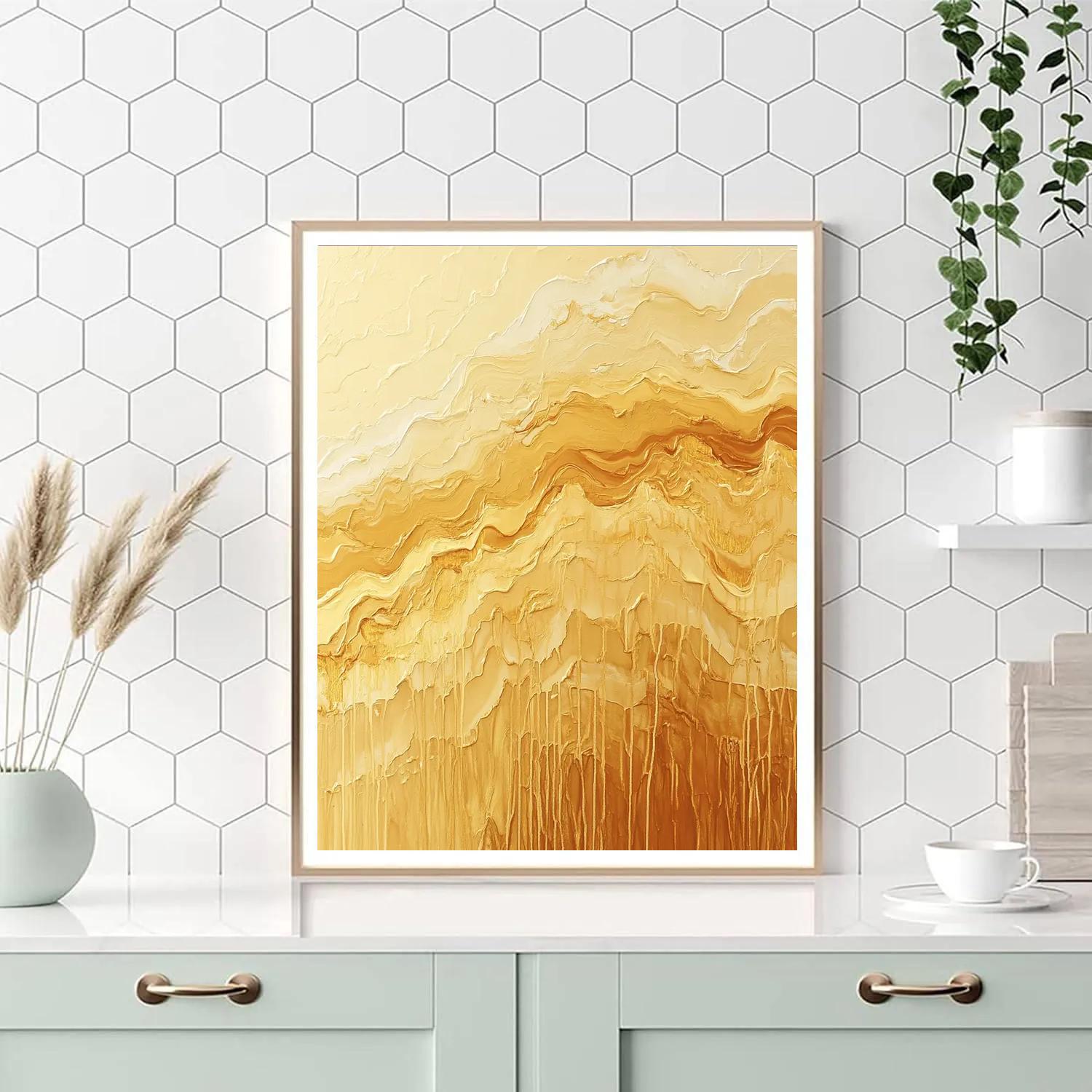Jackson Pollock Inspired Golden Desert Mirage paint by color