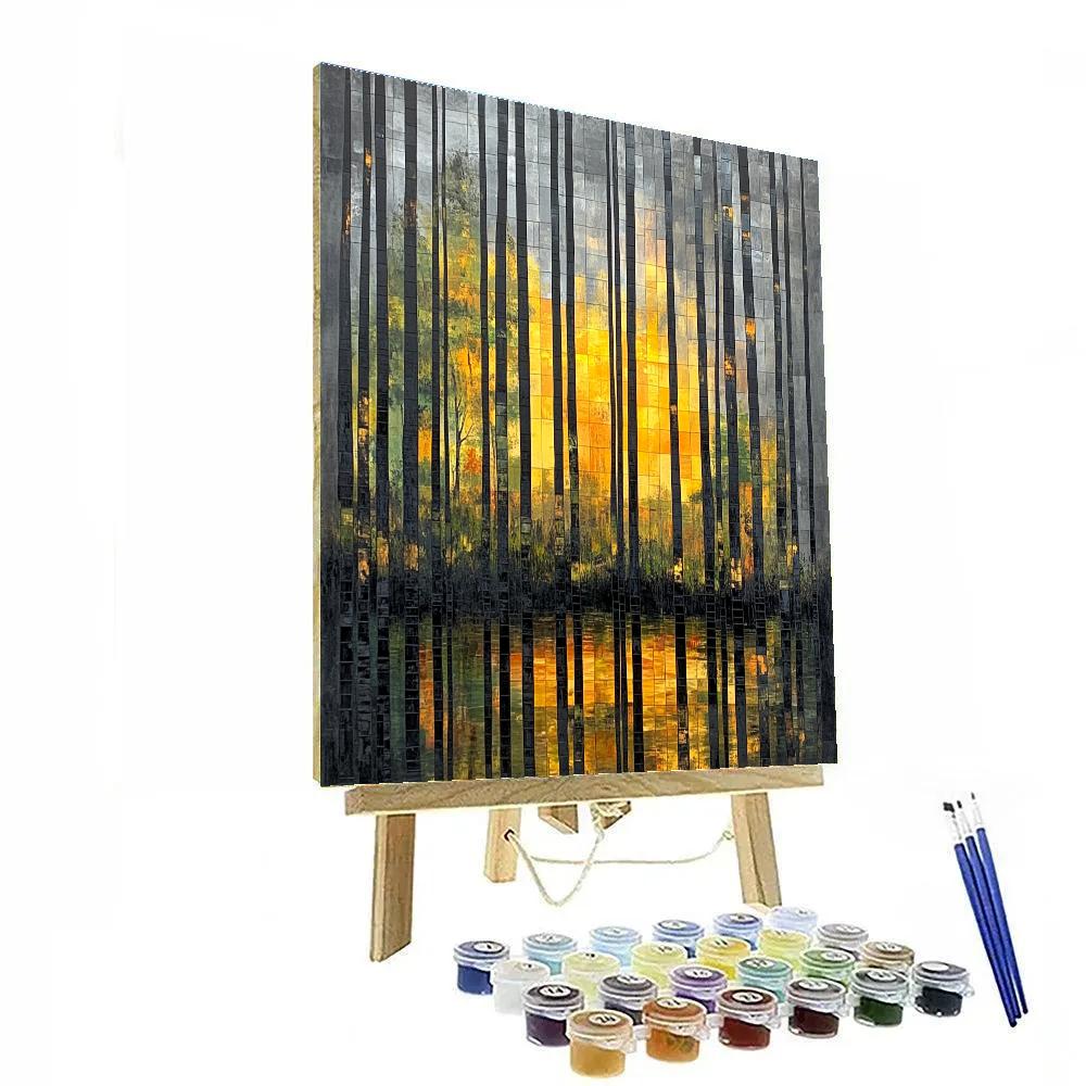 Jean-Paul Riopelle Inspired Autumn Mosaic Tapestry Number painting