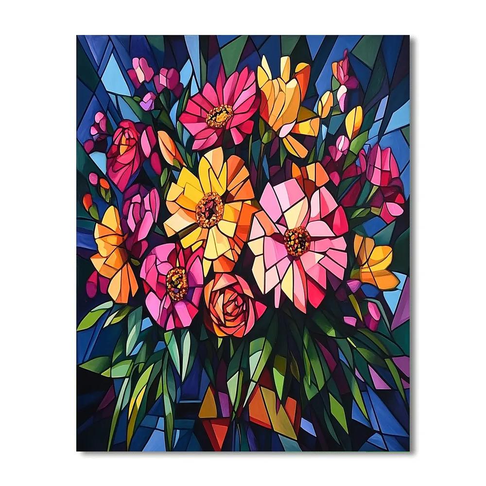 Picasso Inspired Abstract Floral Arrangement paint by number