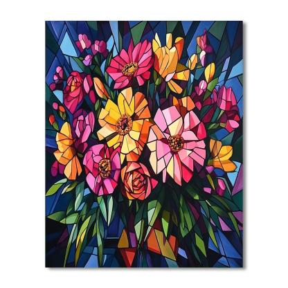 Picasso Inspired Abstract Floral Arrangement paint by number