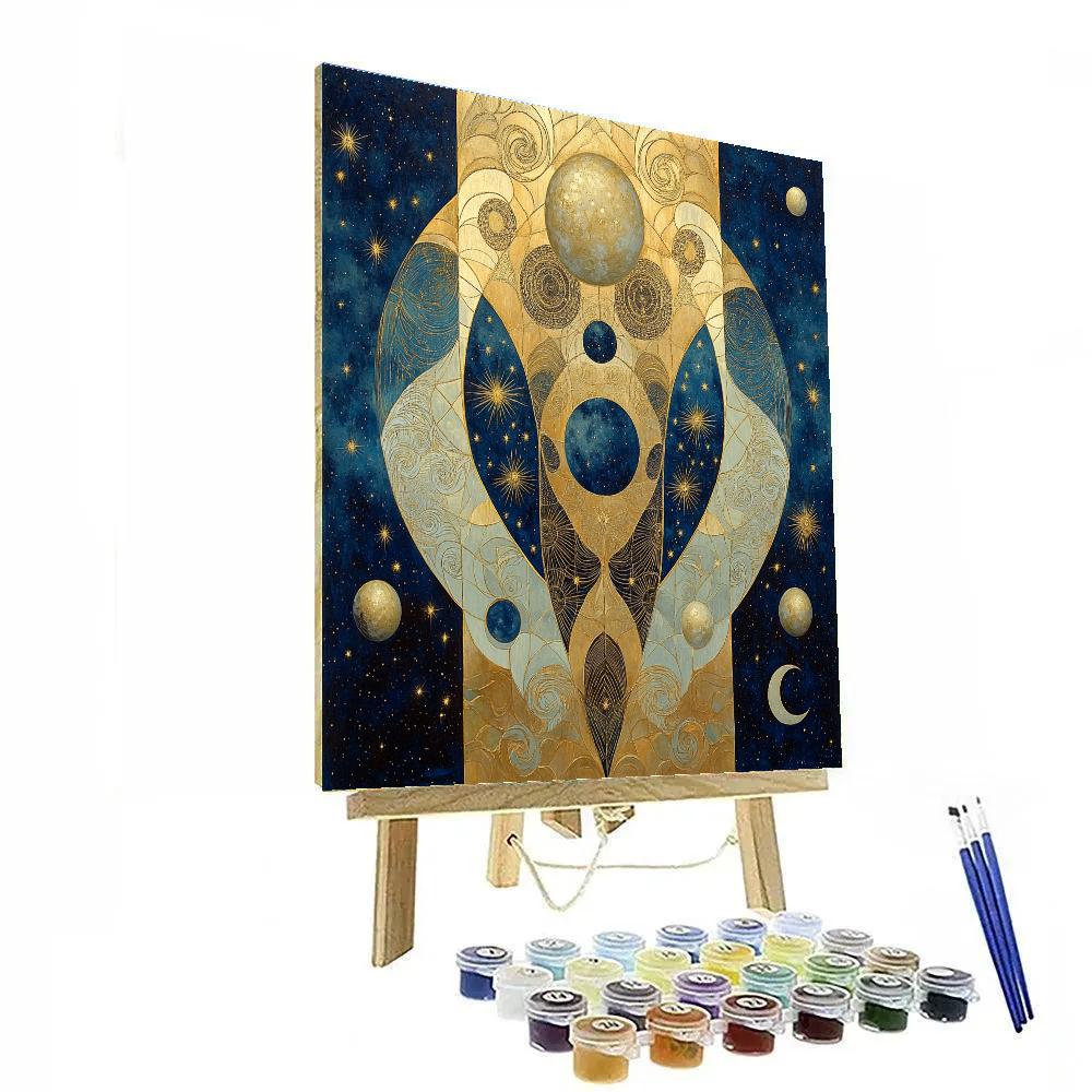 Gustav Klimt Inspired Nebula Tapestry Number painting