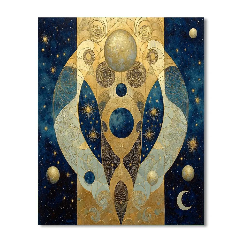 Gustav Klimt Inspired Nebula Tapestry Number painting