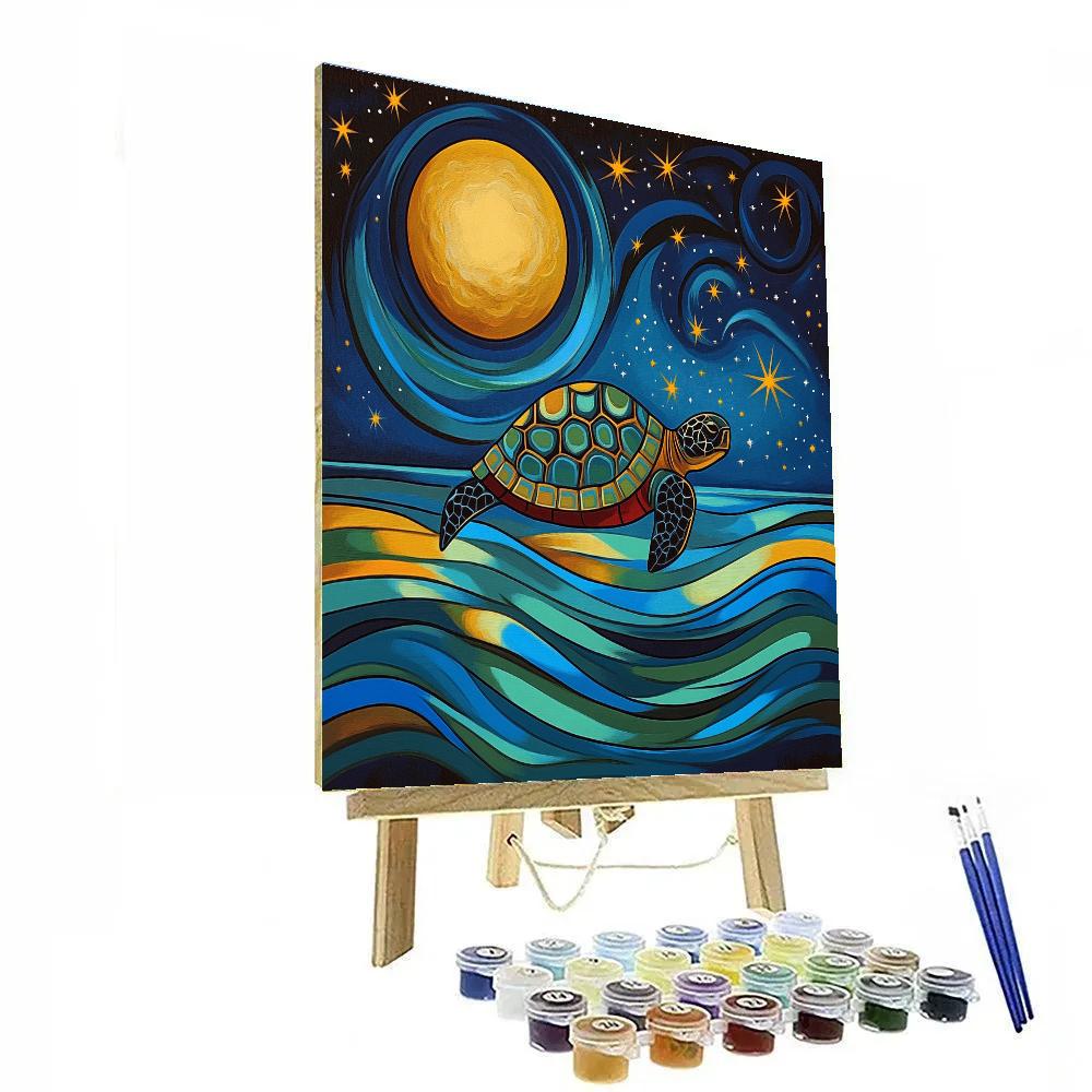 Norval Morrisseau Inspired Moonlit Water Turtle Paint by numbers art