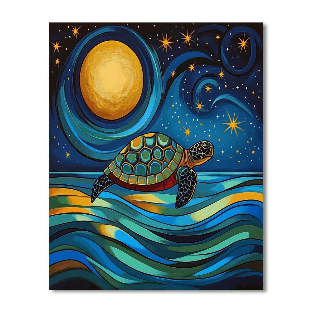 Norval Morrisseau Inspired Moonlit Water Turtle Paint by numbers art