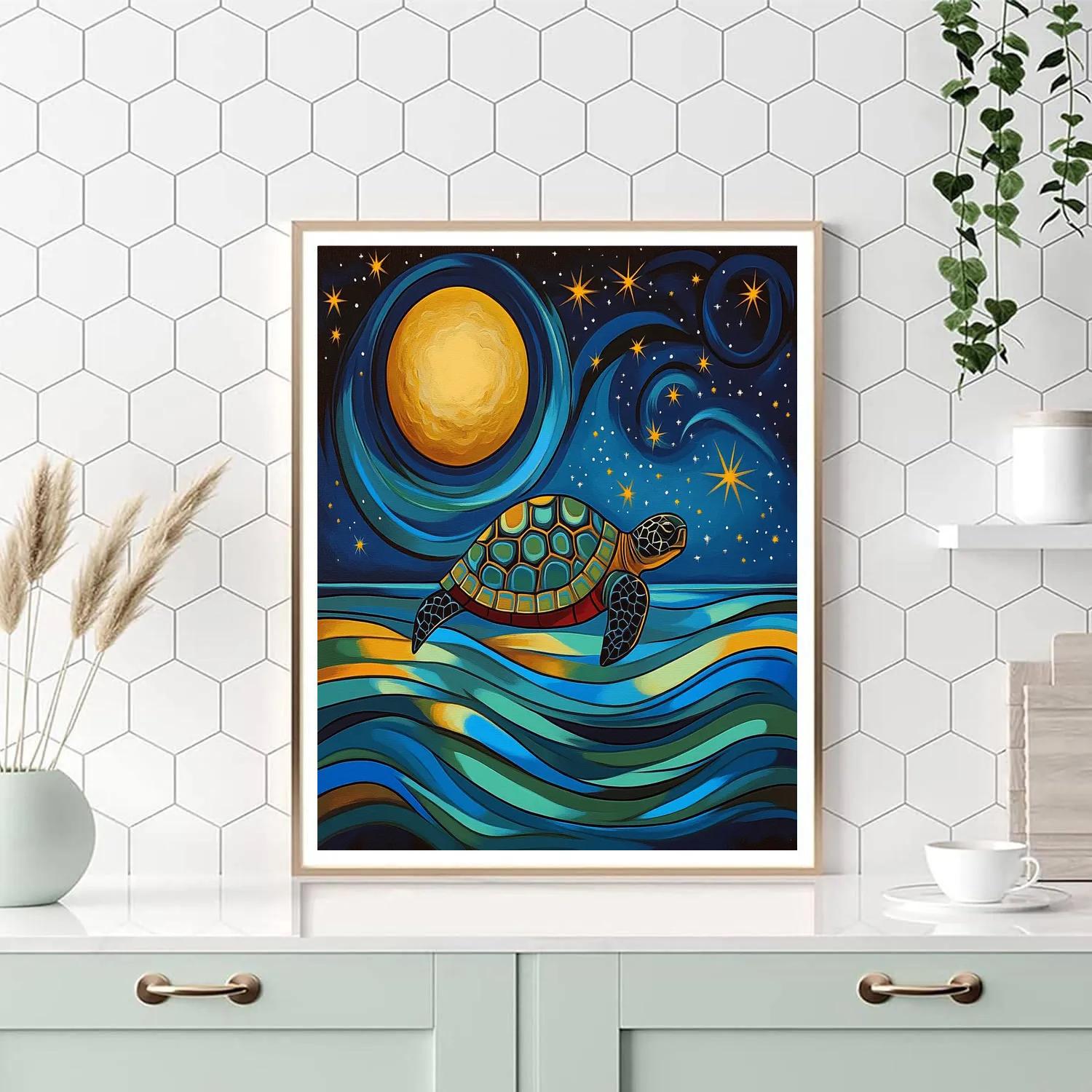 Norval Morrisseau Inspired Moonlit Water Turtle Paint by numbers art