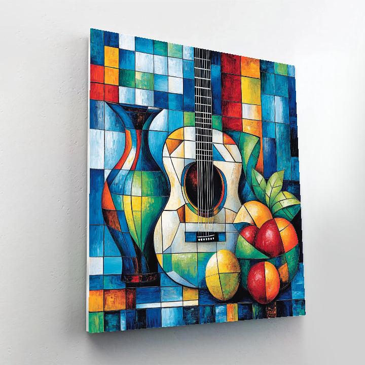 Pablo Picasso Inspired Fractured Guitar Still Life DIY paint by numbers